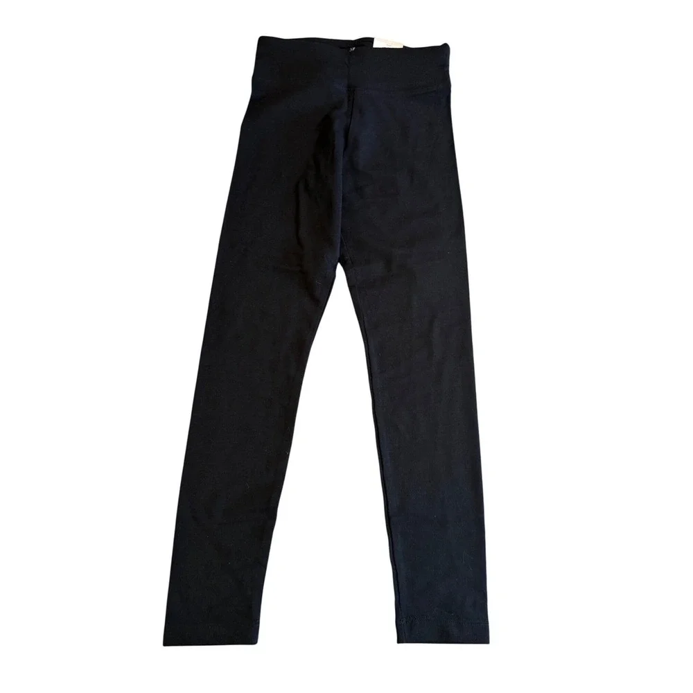 Two‎ (2) / Justice Girls Black Full Length Leggings Size S 7 8 Shiny Heart